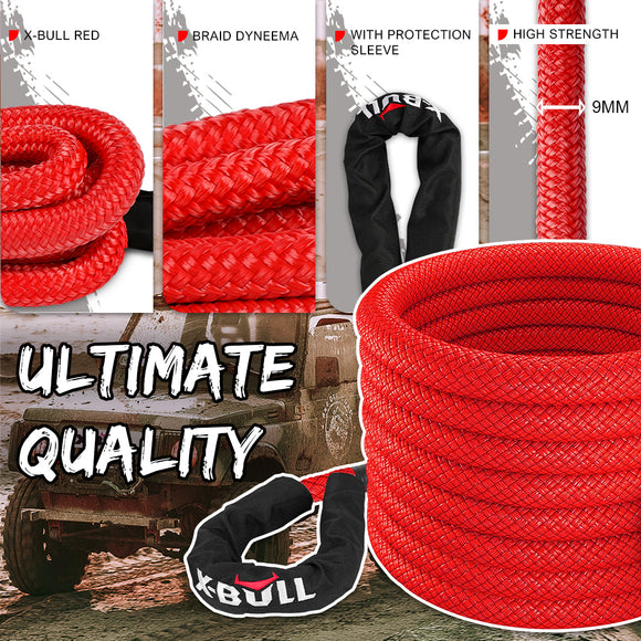 X-BULL Kinetic Rope 25mm x 9m Snatch Strap Recovery Kit Dyneema Tow Winch
