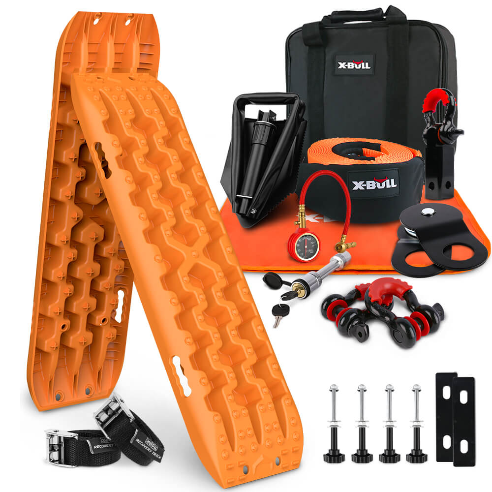 X-BULL Winch Recovery Kit with Recovery Tracks Boards Gen 3.0 Mounting Pins Snatch Strap Off Road 4WD