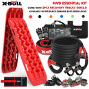 X-BULL 4X4 Recovery Kit Kinetic Recovery Rope Snatch Strap / 2PCS Recovery Tracks 4WD Gen3.0 Red-1