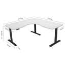 FORTIA 173W x 173W x 75D 3-Motor 120kg Load Adjustable Electric Sit to Stand Up Corner Desk - White/Black Frame-2