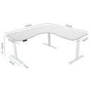 FORTIA 173W x 173W x 75D 3-Motor 120kg Load Adjustable Electric Sit to Stand Up Corner Desk - White/White Frame-2