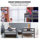 KINGSTON SLUMBER Single Bunk Bed Frame, Solid Pine 2-in-1 Modular Design, Converts to 2 Single Beds, For Kids, Grey-5