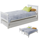KINGSTON SLUMBER Wooden Single Bed Frame w/ Pop Up Trundle, for Kids Bedroom, White-1