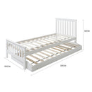 KINGSTON SLUMBER Wooden Single Bed Frame w/ Pop Up Trundle, for Kids Bedroom, White-2