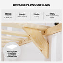 KINGSTON SLUMBER King Single Wooden Timber Bed Frame, White-4