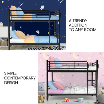 Kingston Slumber 2in1 Single Metal Bunk Bed Frame, with Modular Design, Dark Matte Grey - 0