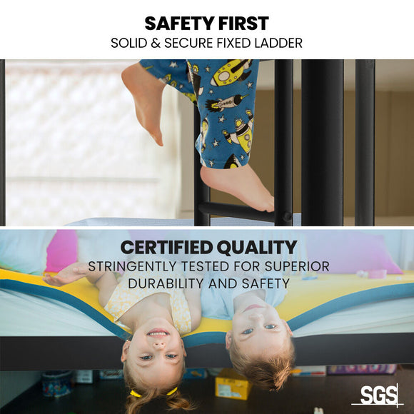 Kingston Slumber 2in1 Single Metal Bunk Bed Frame, with Modular Design, Dark Matte Grey