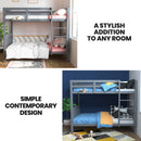 Kingston Slumber Single Bunk Bed Frame Solid Pine Wood Timber, Modular Design, Grey-2