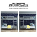 KINGSTON SLUMBER Single Bunk Bed Frame, Solid Pine 2-in-1 Modular Design Convert to 2 Single Beds, Grey-7