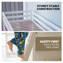 Kingston Slumber Wooden Kids Single Loft Bed Frame - Hiding Space Underneath with Interchangeable Pink and Blue Curtains-5