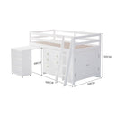 KINGSTON SLUMBER Wooden Kids Single Loft Bed Frame with Pull Out Desk, Storage Drawers, Cabinet - White-12