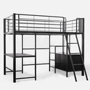 Gaming Loft Bed with Desk and Storage Cabinet, Steel Metal Frame, Space Saving Design, for Single Mattress, Matte Dark Grey-1