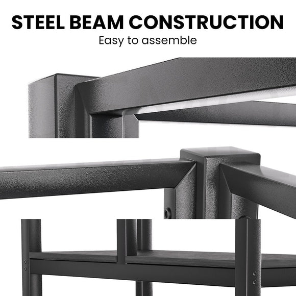 Gaming Loft Bed with Desk and Storage Cabinet, Steel Metal Frame, Space Saving Design, for Single Mattress, Matte Dark Grey