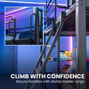 Gaming Loft Bed with Desk and Storage Cabinet, Steel Metal Frame, Space Saving Design, for Single Mattress, Matte Dark Grey-4