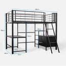 Gaming Loft Bed with Desk and Storage Cabinet, Steel Metal Frame, Space Saving Design, for Single Mattress, Matte Dark Grey-8