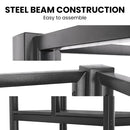 Gaming Loft Bed with Desk, Gridwall, Steel Metal Frame, Space Saving Design, for Single Mattress, Matte Dark Grey-3