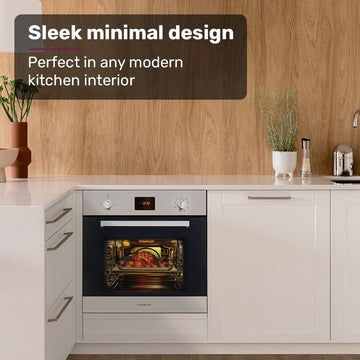 EuroChef 80L Oven Fan Forced Wall Built in Electric Stainless Steel - 0