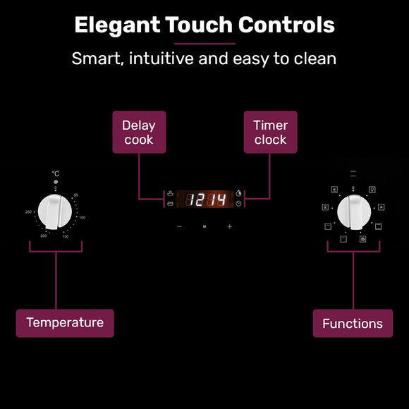 EuroChef 80L Oven Fan Forced Wall Built in Electric Stainless Steel