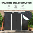 PlantCraft Galvanised Steel Garden Shed 2.38 x 1.31 x 1.82m, with 2 Sliding Doors, 2 Air Vents, Skillion Roof, Floor Frame-3