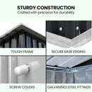 PlantCraft Galvanised Steel Garden Shed 2.38 x 1.31 x 1.82m, with 2 Sliding Doors, 2 Air Vents, Skillion Roof, Floor Frame-7