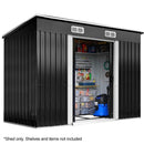 PlantCraft Galvanised Steel Garden Shed 2.38 x 1.31 x 1.82m, with 2 Sliding Doors, 2 Air Vents, Skillion Roof, Floor Frame-1