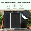 PlantCraft Galvanised Steel Garden Shed 2.38 x 1.31 x 1.82m, with 2 Sliding Doors, 2 Air Vents, Skillion Roof, Floor Frame-2