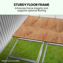 PlantCraft Galvanised Steel Garden Shed 2.58 x 3.13 x 2.02m, with 2 Sliding Doors, 4 Air Vents, Gable Roof, Floor Frame-8