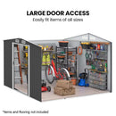 PlantCraft Galvanised Steel Garden Shed 2.58 x 3.13 x 2.02m, with 2 Sliding Doors, 4 Air Vents, Gable Roof, Floor Frame-9