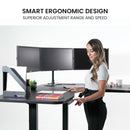 FORTIA Corner Standing Desk, 1730W x 1730W x 750D, 3 Motors, 120kg Load, Sit to Stand Up Electric Height Adjustable, Black/Black Frame-3