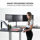 Fortia Corner Standing Desk, 1730W x 1730W x 750D, 3 Motors, 120kg Load, Sit to Stand Up Electric Height Adjustable, Black/Silver Frame-3