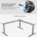 Fortia Corner Standing Desk, 1730W x 1730W x 750D, 3 Motors, 120kg Load, Sit to Stand Up Electric Height Adjustable, Black/Silver Frame-6