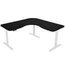 Fortia Corner Standing Desk, 1730W x 1730W x 750D, 3 Motors, 120kg Load, Sit to Stand Up Electric Height Adjustable, Black/White Frame-1