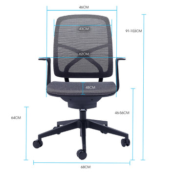 FORTIA Ergonomic Office Desk Chair, Coolmesh Fabric, Adjustable Recline, Dark Grey Mesh/Black Frame - 0