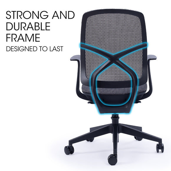 FORTIA Ergonomic Office Desk Chair, Coolmesh Fabric, Adjustable Recline, Dark Grey Mesh/Black Frame