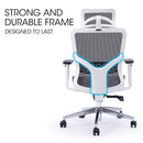 FORTIA Ergonomic Office Desk Chair, Coolmesh Fabric, Headrest, Adjustable Lumbar Support, Armrests and Recline, Dark Grey Mesh/White Frame-6