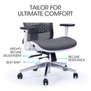 FORTIA Ergonomic Office Desk Chair, Coolmesh Fabric, Headrest, Adjustable Lumbar Support, Armrests and Recline, Dark Grey Mesh/White Frame-10