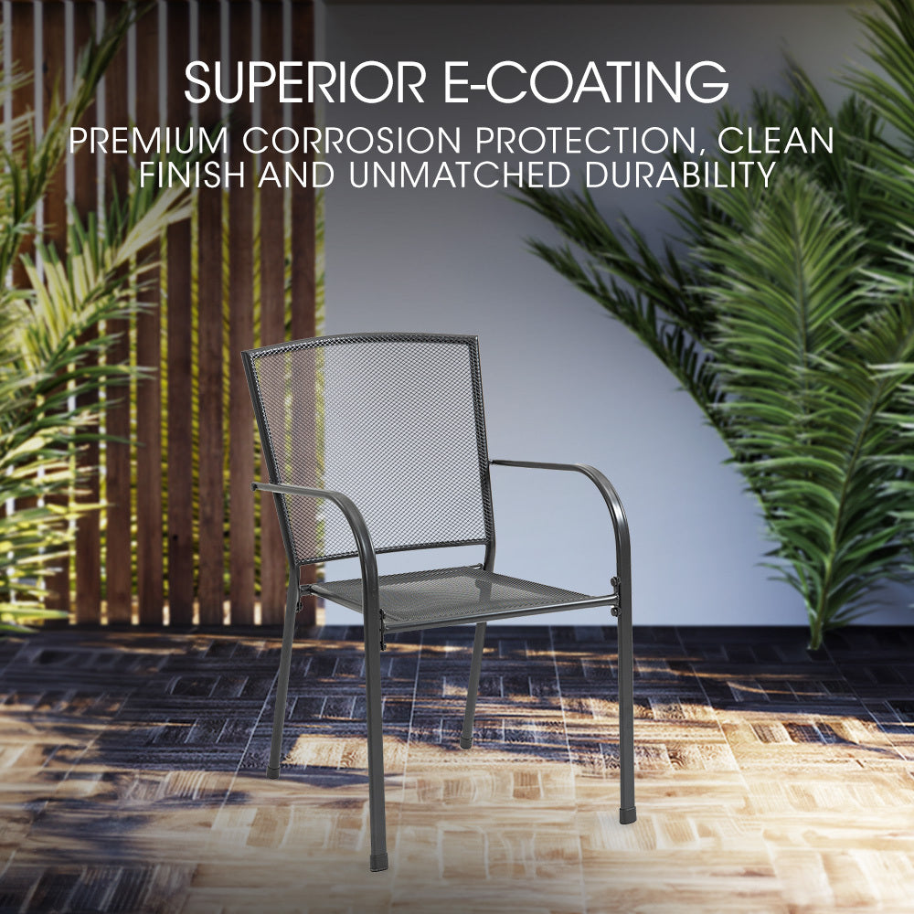 FORTIA 2pc Outdoor Dining Chair Set, for Outside with E-coating