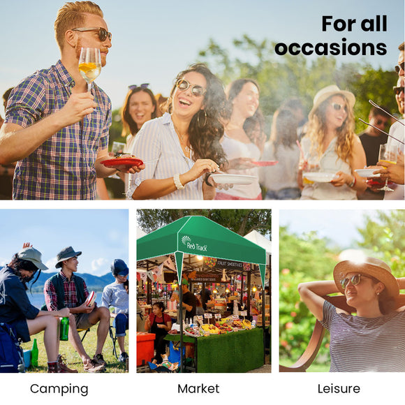 RED TRACK 3x3m Ultra Compact Folding Gazebo, Walls, Carry bag, Portable Outdoor Popup Marquee for Camping Beach, Green