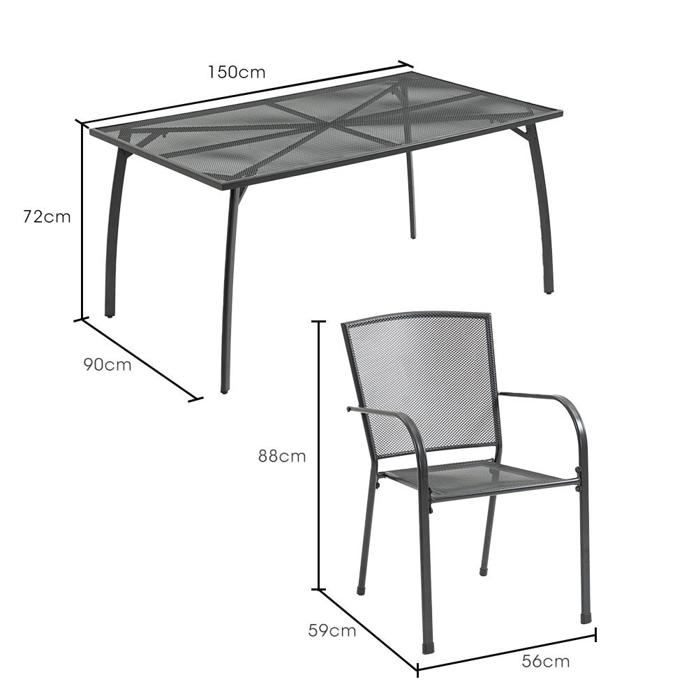 FORTIA 7pc Outdoor Dining Furniture Setting, Table and Chairs Set for outside with E-coating - 0