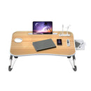 EKKIO Multifunctional Portable Bed Tray Laptop Desk with USB Charge Port (burlywood)-1