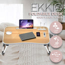EKKIO Multifunctional Portable Bed Tray Laptop Desk with USB Charge Port (burlywood)-2