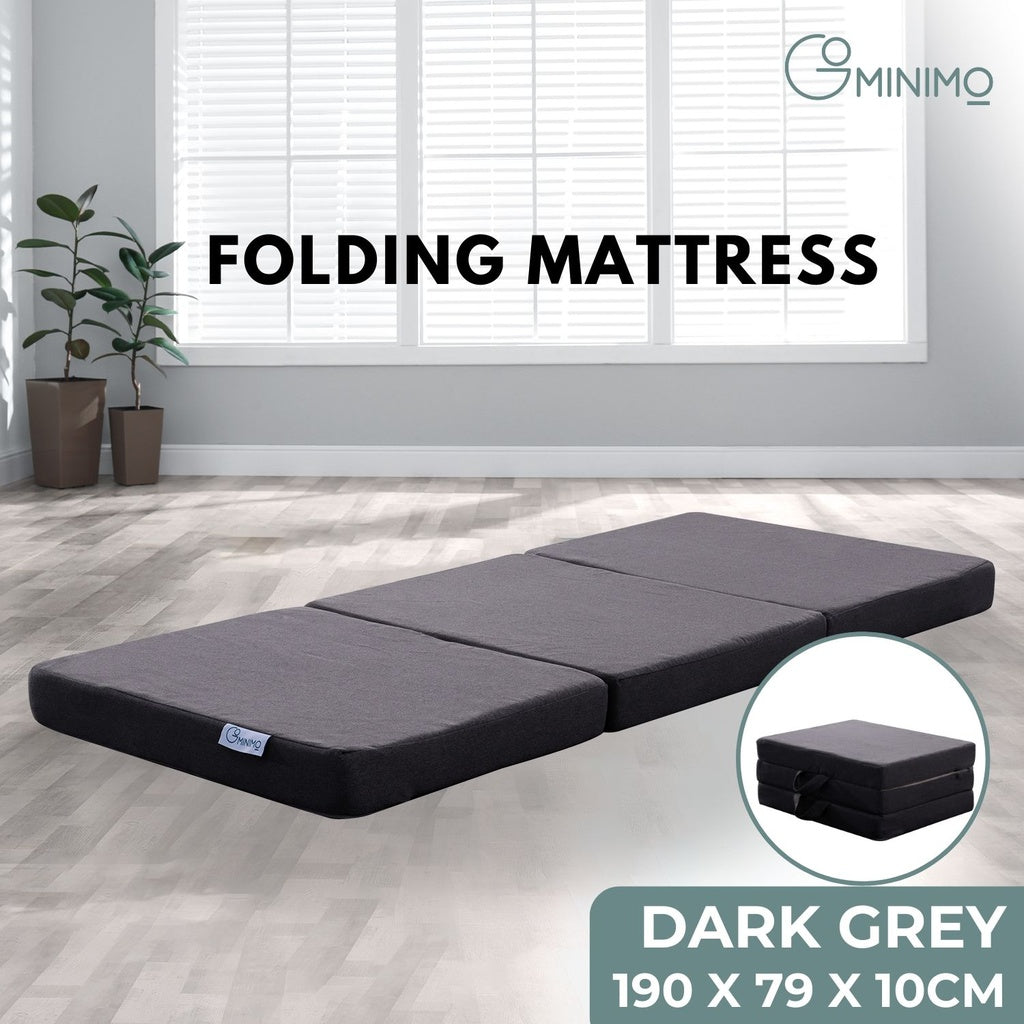 GOMINIMO 3 Fold Folding Mattress Single Dark Grey - 0