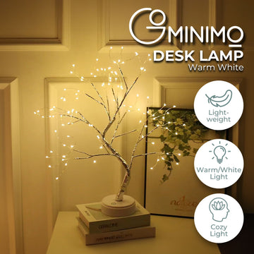 GOMINIMO Wood Desk Lamp- Bonsai Fairy Tree Lights Warm White- - 0