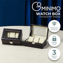 GOMINIMO 3 Slot Watch Display Box PU Leather Black-2