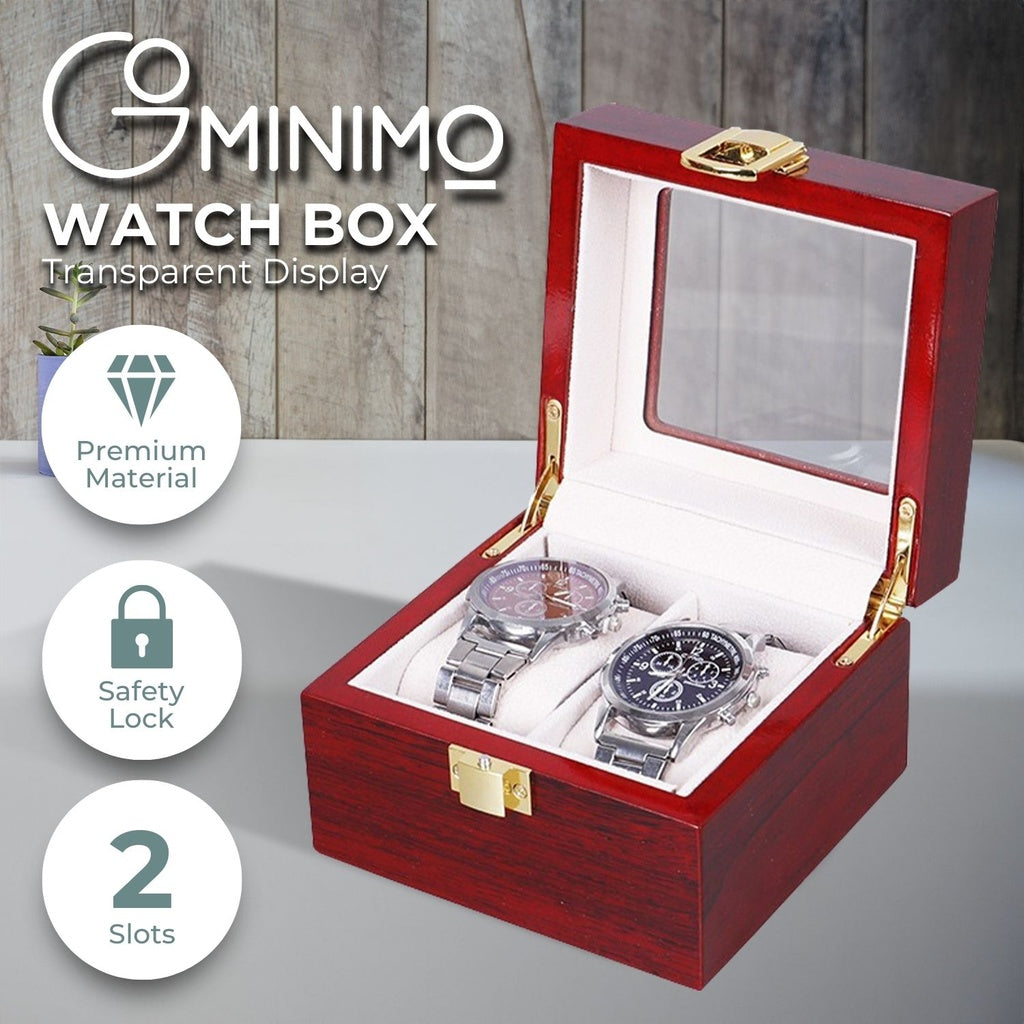 GOMINIMO Watch Display Box (2 Slot / Red Wood) - 0