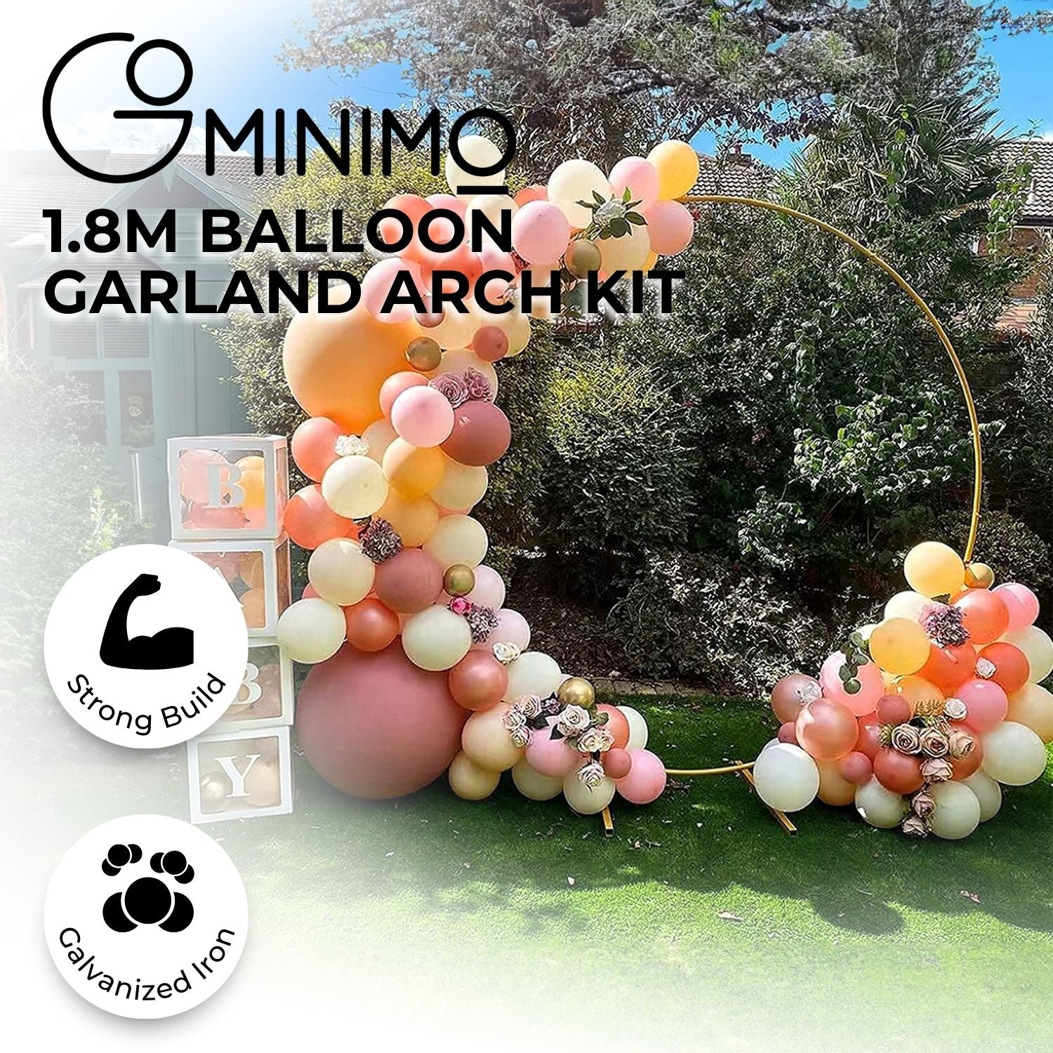 GOMINIMO 1.8 M Round Balloon Arch Kit(Gold) - 0