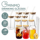 Gominimo 16Oz 12pcs Mason Jar Drinking Glass with Lid and Straw Tumbler Cup Can-2