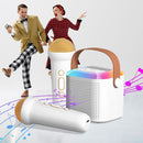 GOMINIMO Portable Bluetooth Karaoke Speaker with 2 Wireless Microphones and Lights (Beige)-3