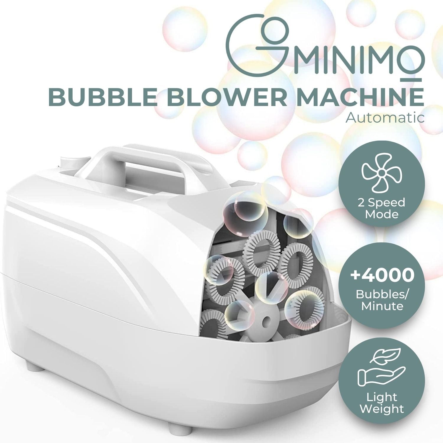 GOMINIMO Automatic Bubble Blower Machine for Kids (White) - 0