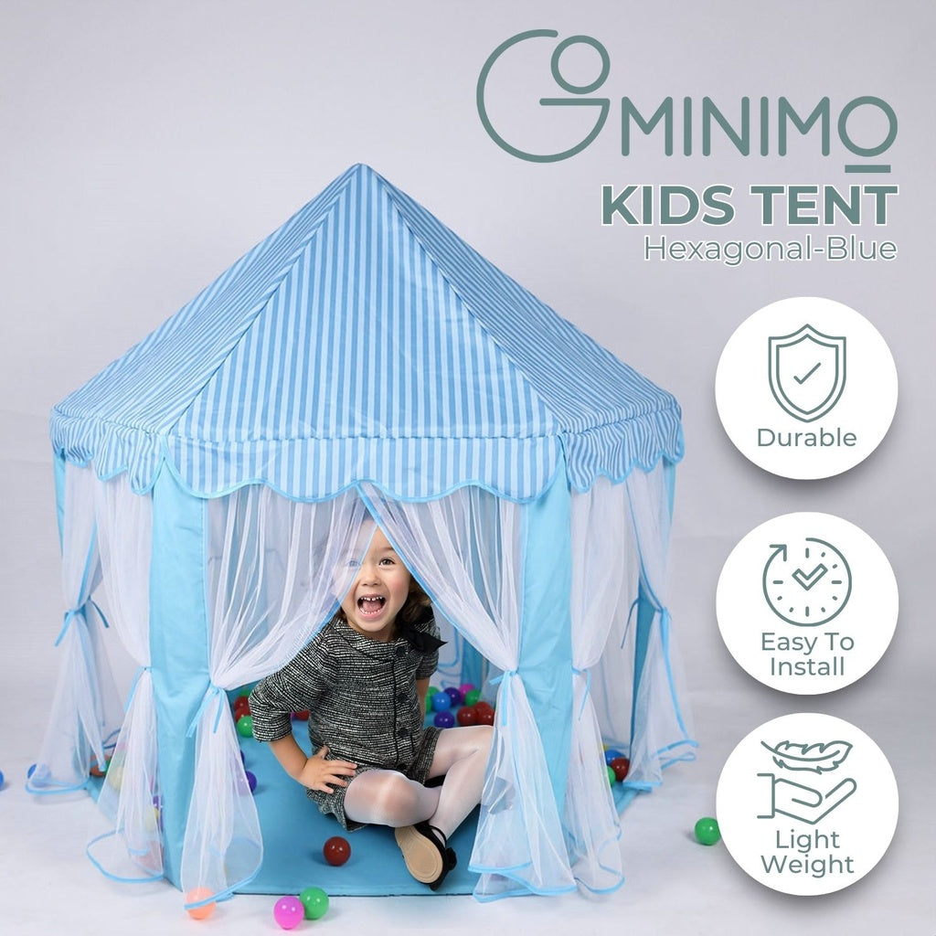 GOMINIMO Kids Hexagonal Tent with LED Lights (Blue) - 0